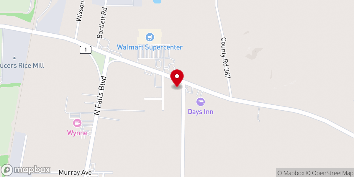Map showing location of Ridgeview Baptist Church