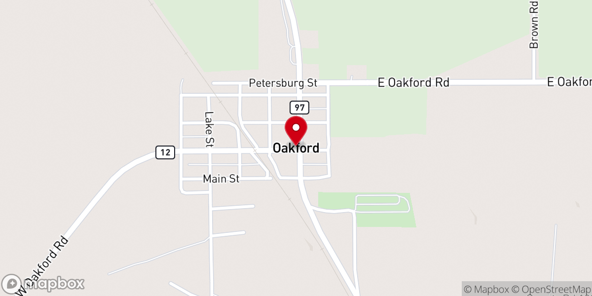 Map showing location of Oakford