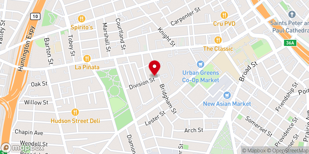 Map showing location of Tabernacle Baptist Church West
