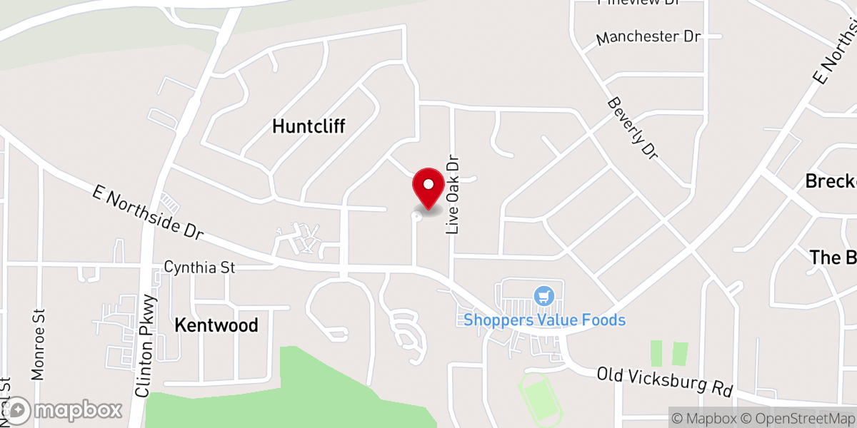 Map showing location of First Baptist Clinton Kndrmsk
