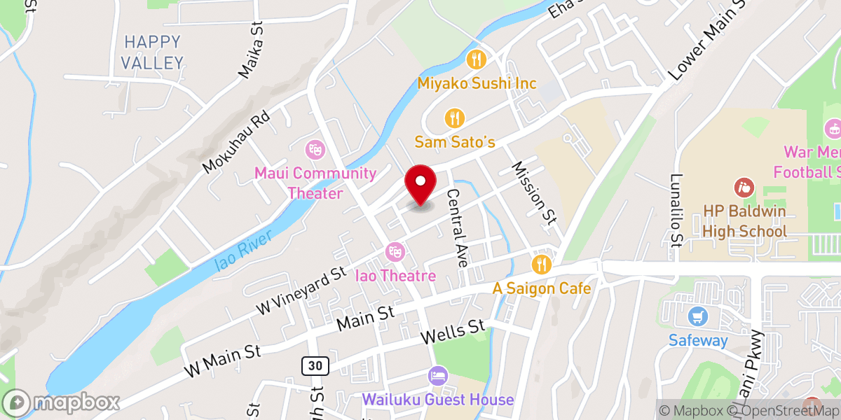 Map showing location of Wailuku Shingon Mission
