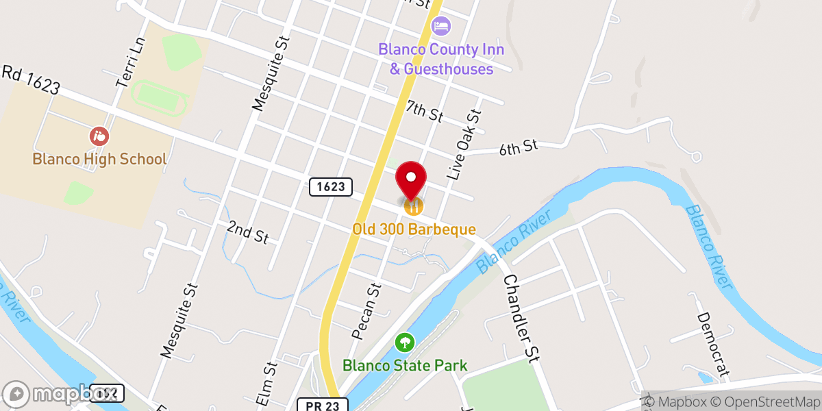 Map showing location of Old 300 BBQ