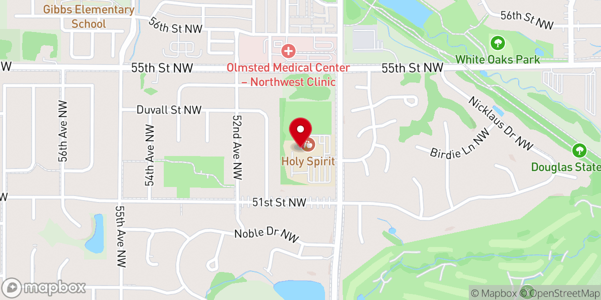 Map showing location of Holy Spirit Catholic Church