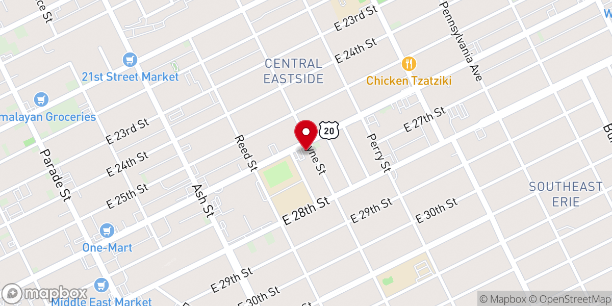 Map showing location of Second Baptist Church
