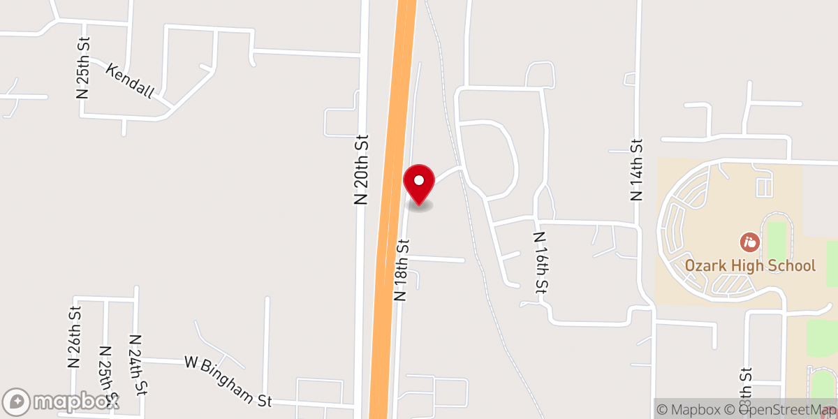 Map showing location of Ozark Baptist Church