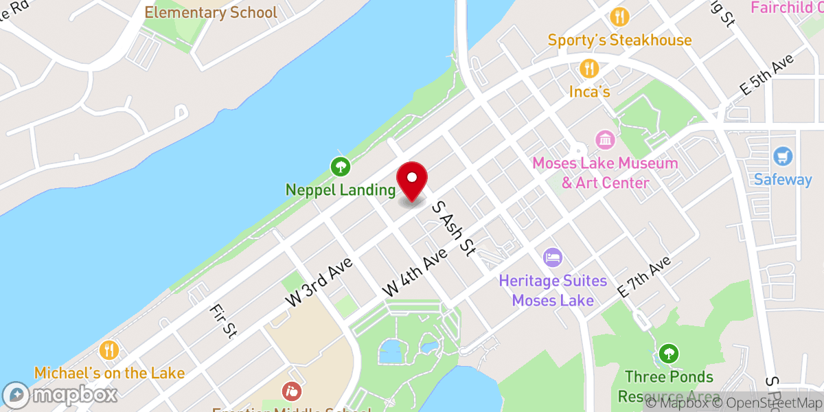 Map showing location of THE BOUTIQUE moses lake