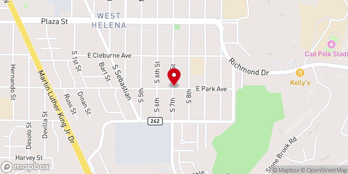 Map showing location of Church of the Living God-West Helena - Food Distribution Center