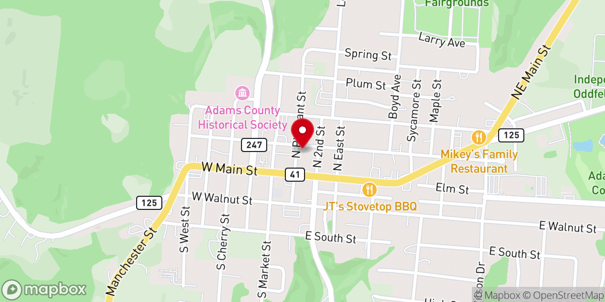 Map showing location of West Union United Methodist Church
