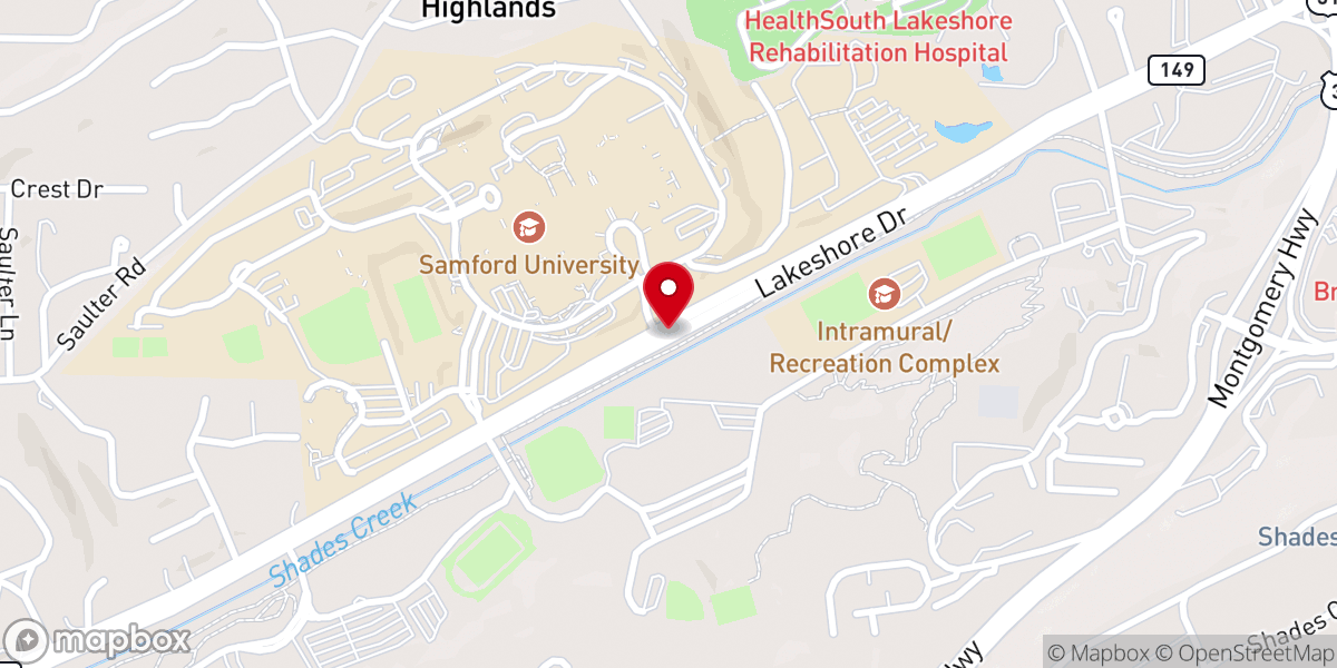 Map showing location of Alabama Baptist Historical Commission