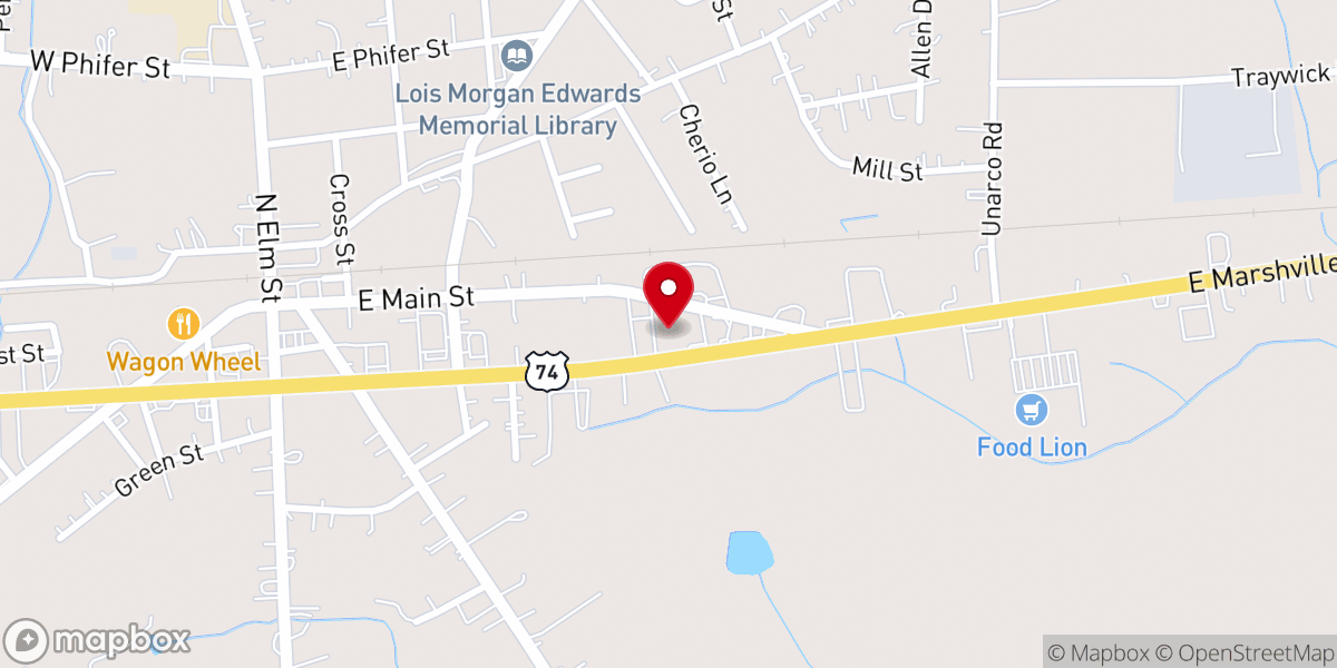 Map showing location of Iglesia Misionera Cristo Viene Pronto (Marshville)