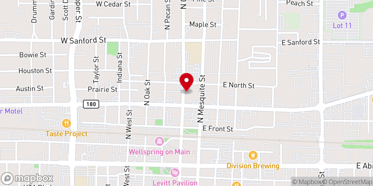 Map showing location of First United Methodist Church of Arlington