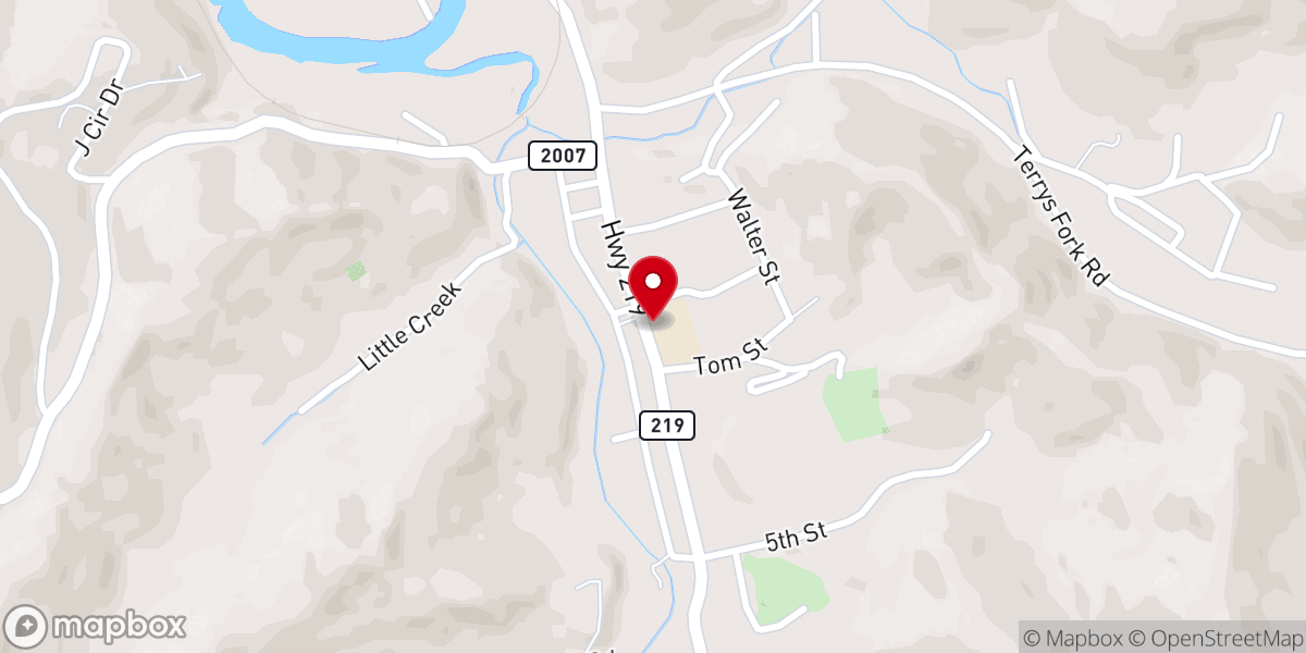 Map showing location of Wallins Junior High School