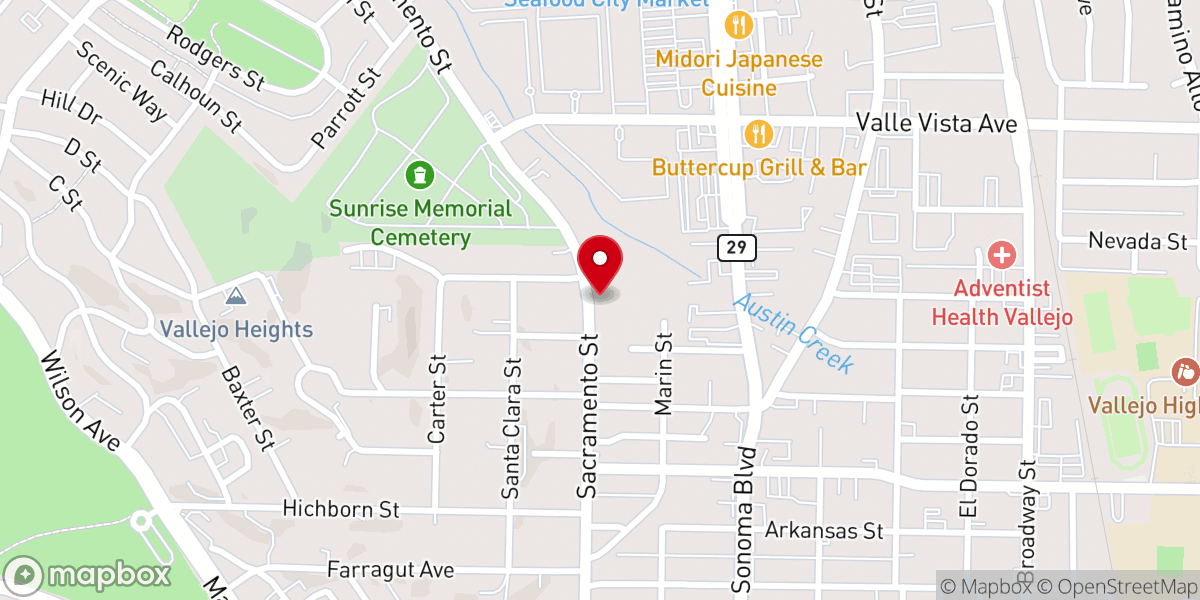 Map showing location of Victory Outreach Church Of Vallejo
