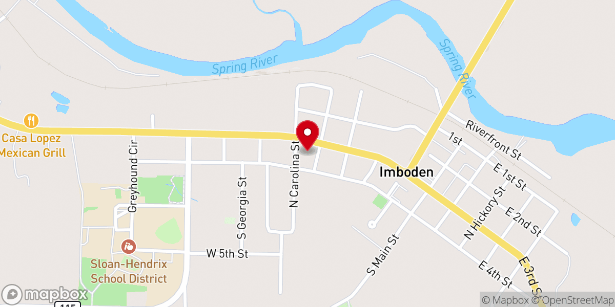 Map showing location of Imboden Church of Christ