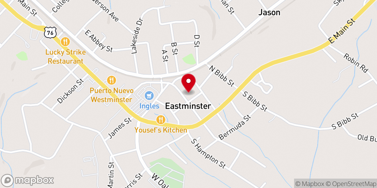 Map showing location of Westminster Wesleyan Church