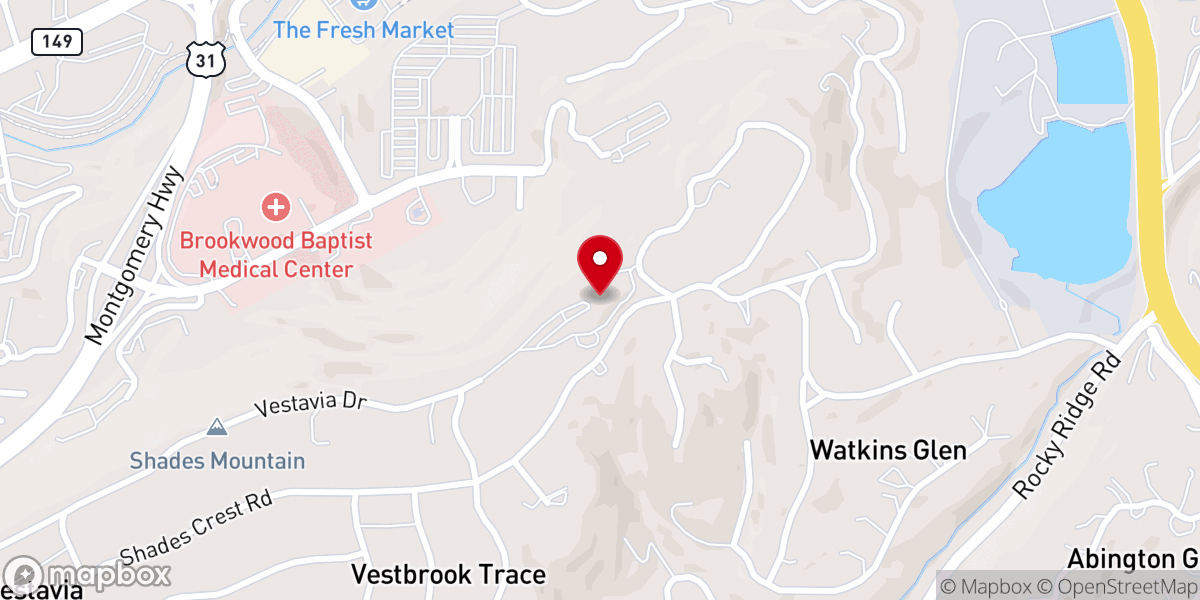 Map showing location of Vestavia Hills Baptist Development Center
