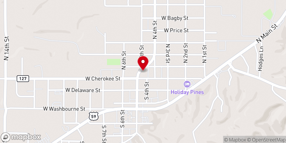 Map showing location of Jay Utilities Clerk