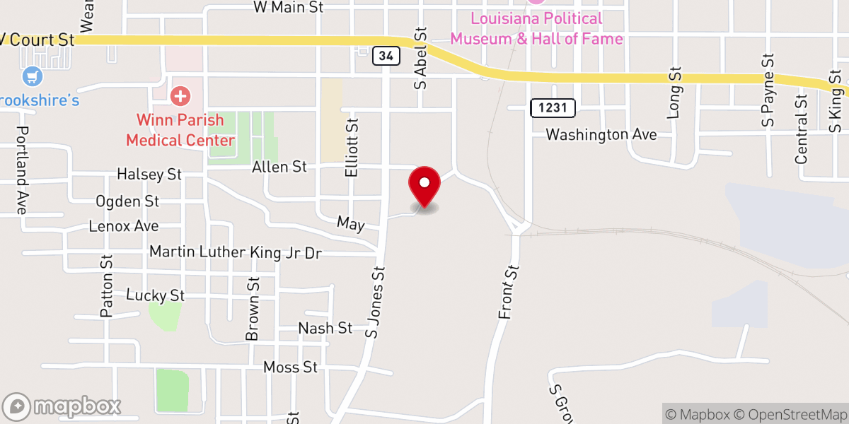 Map showing location of Winnfield Animal Shelter