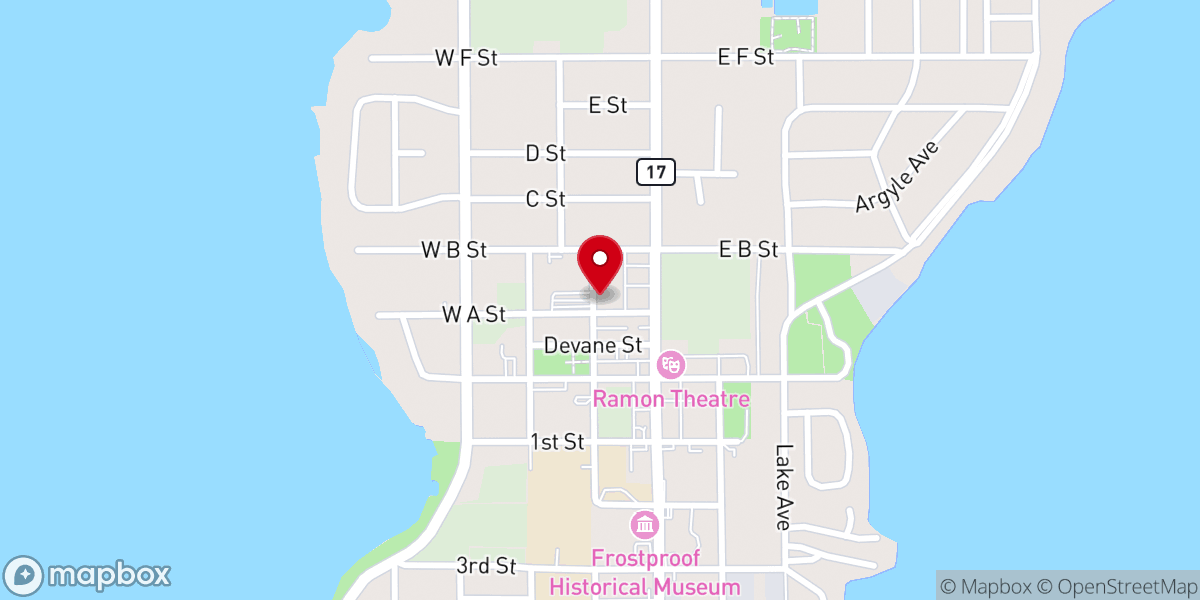 Map showing location of Frostproof Church of Christ