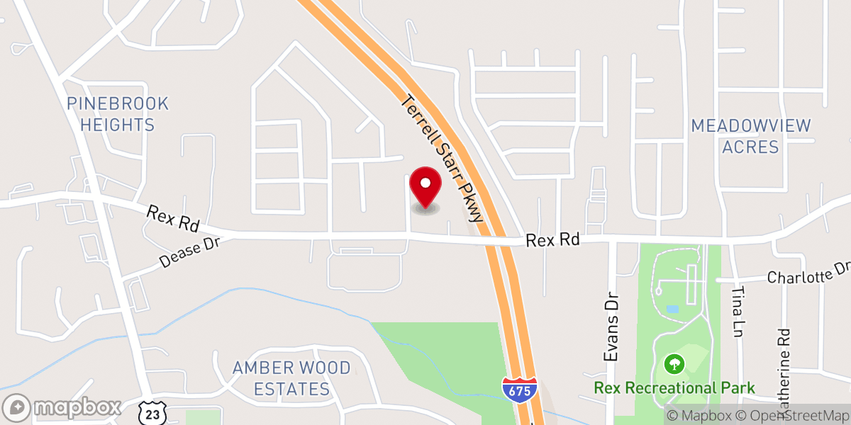 Map showing location of Rex United Methodist Church