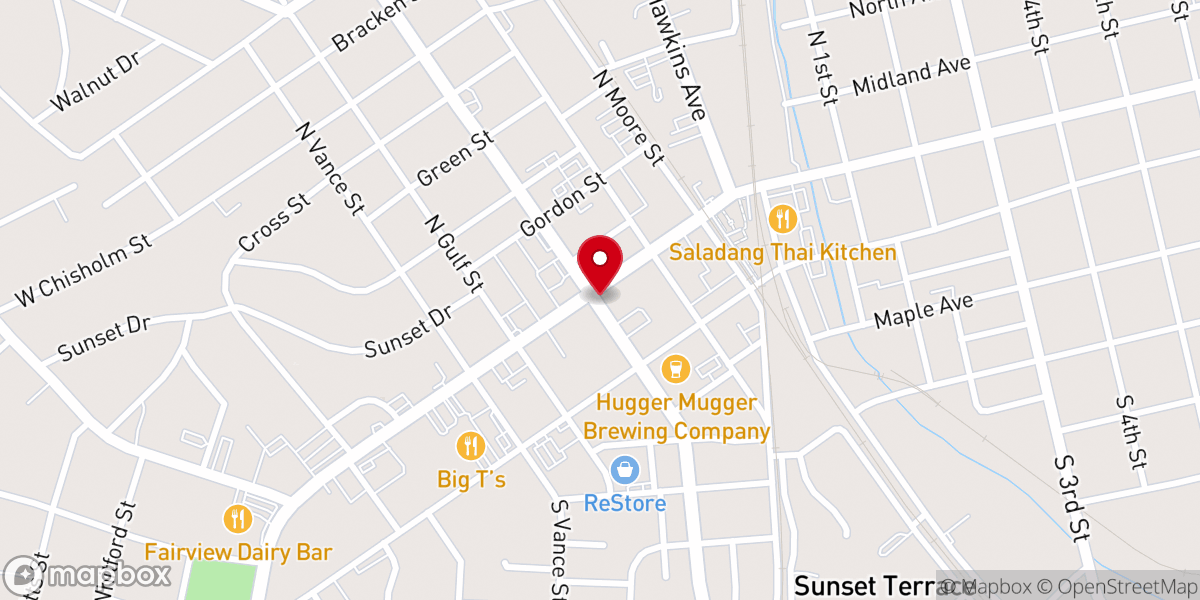 Map showing location of Pilgrim Rest Church