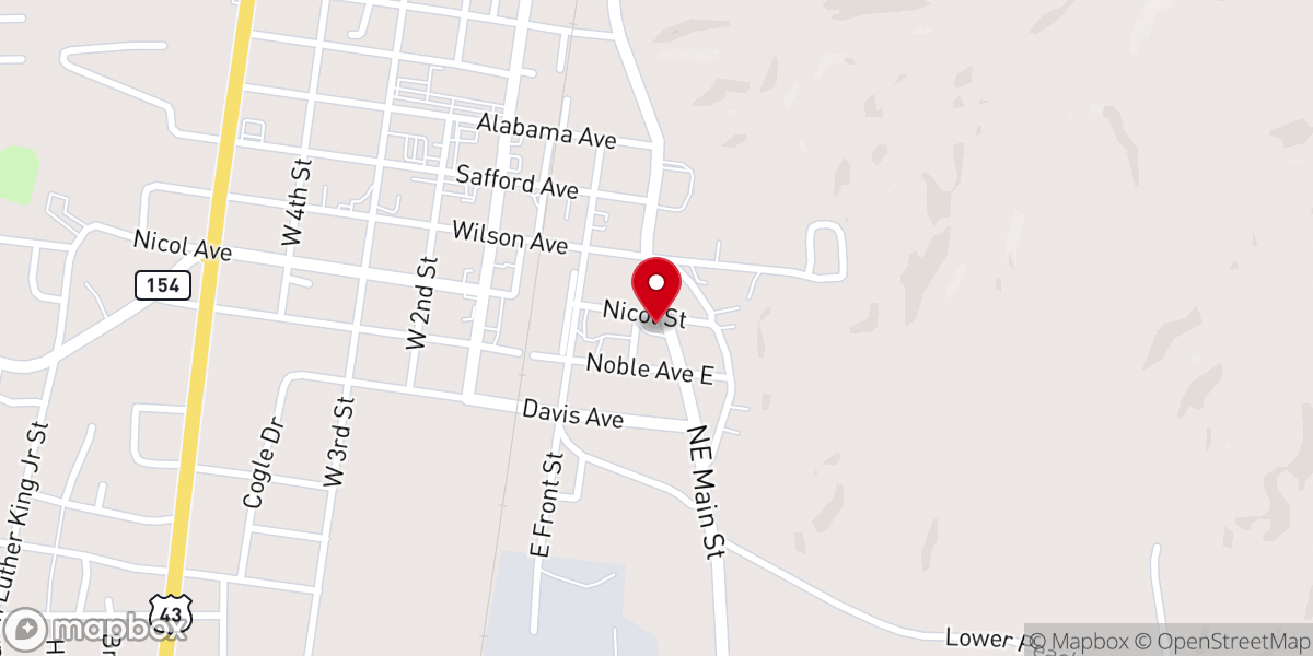 Map showing location of Greater First Baptist Church