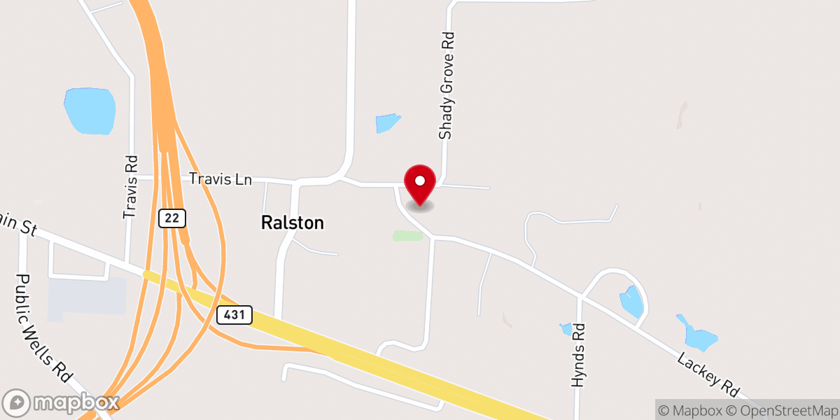 Map showing location of Ralston Baptist Church