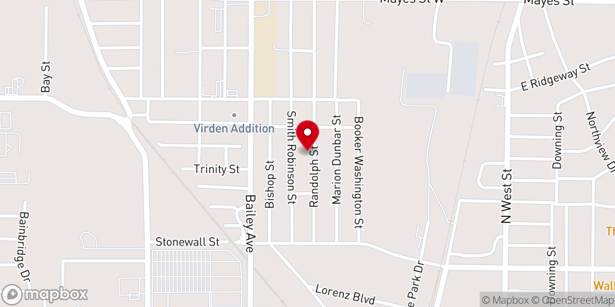 Map showing location of Virden Grove Baptist Church