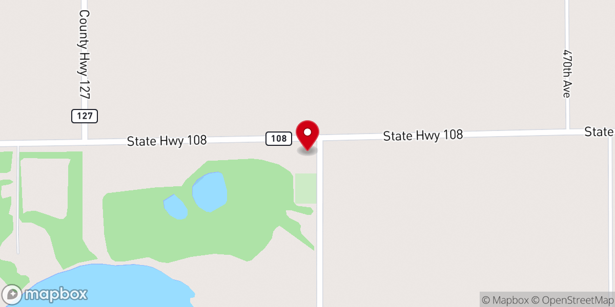 Map showing location of Saint John's Lutheran Church, Ottertail, Minnesota