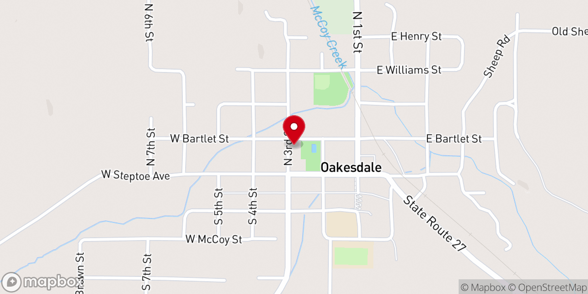 Map showing location of Oakesdale First Baptist Church