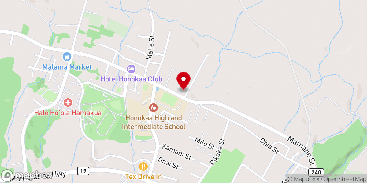 Map showing location of Honokaa Seventh-Day Adventist