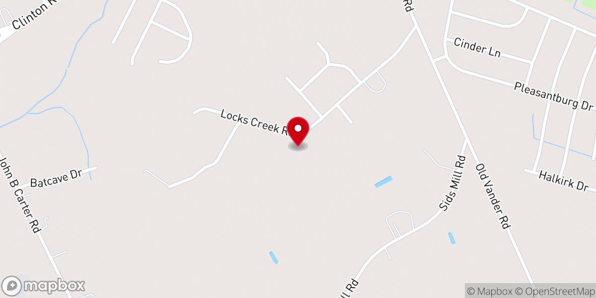 Map showing location of Lock's Creek AME Zion Church