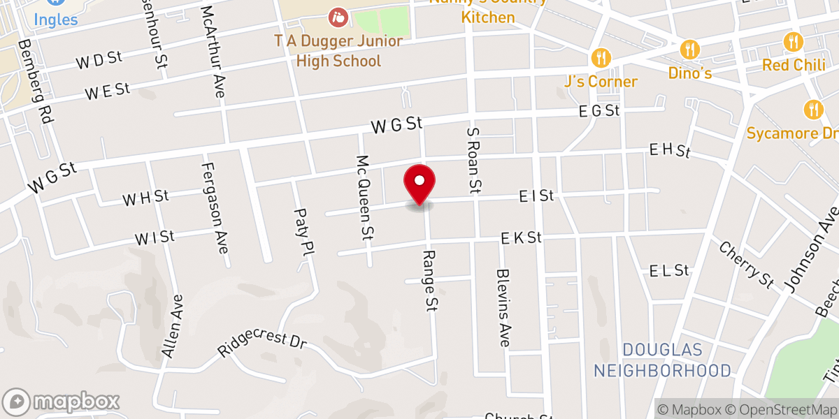 Map showing location of Elizabethton Church of the Nazarene