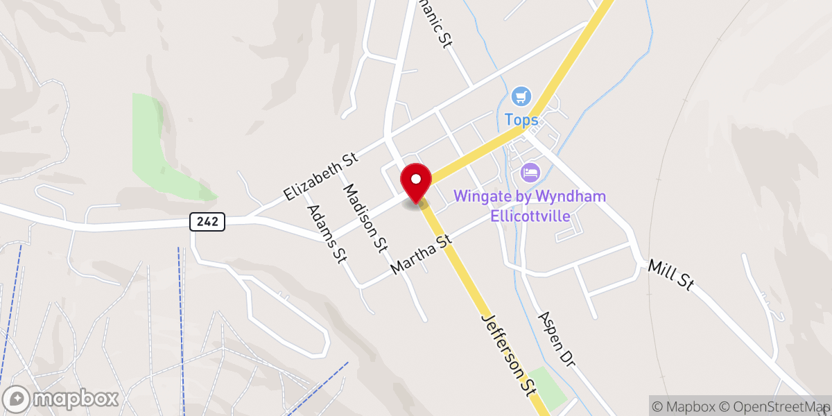 Map showing location of St John's Episcopal Church