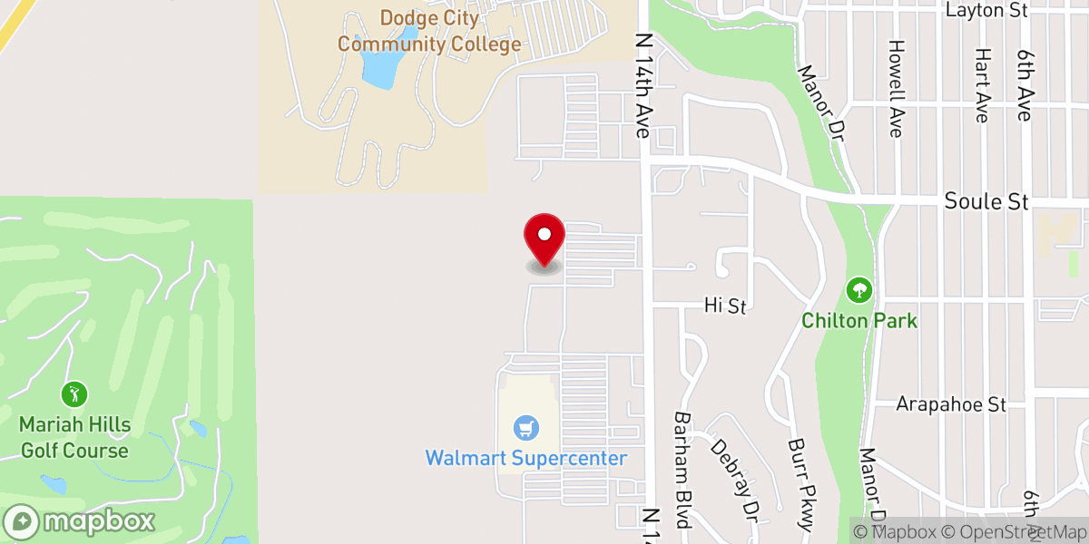 Map showing location of Cornerstone Church Dodge City