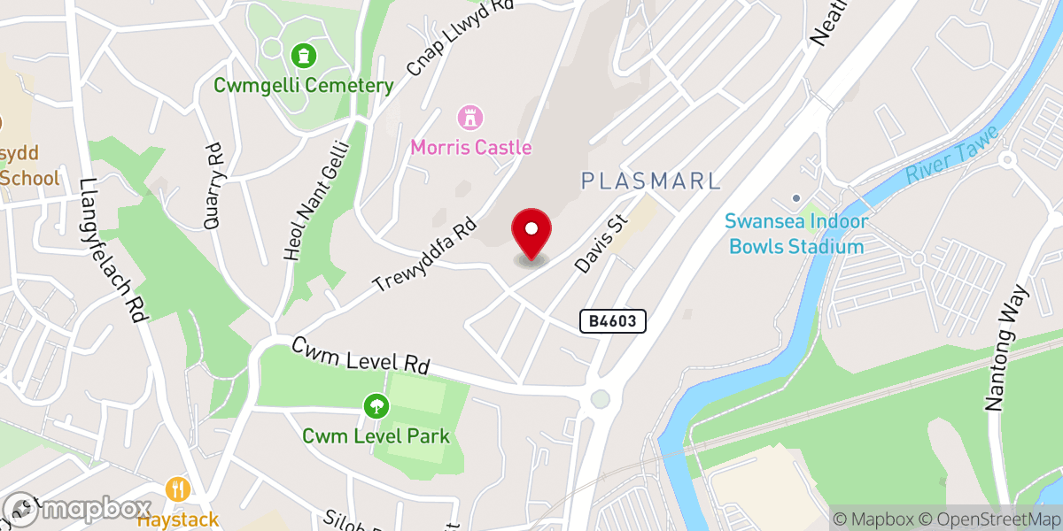 Map showing location of Dinas Noddfa Baptist Chapel
