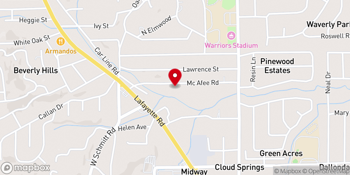 Map showing location of Midway Baptist Church