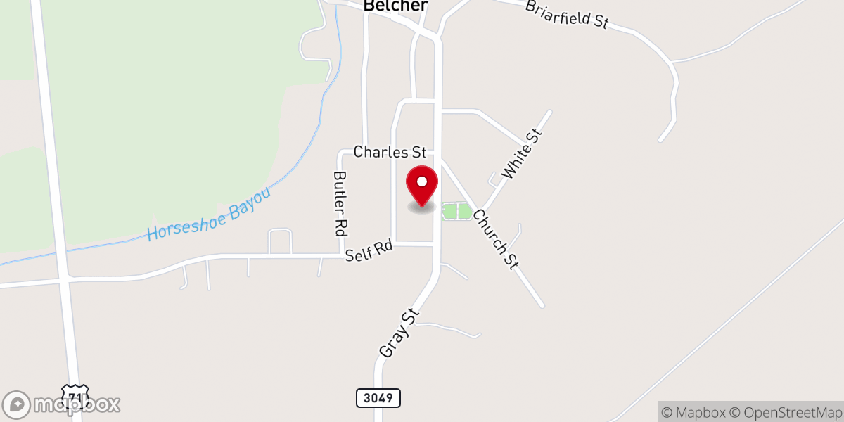 Map showing location of Belcher Baptist Church