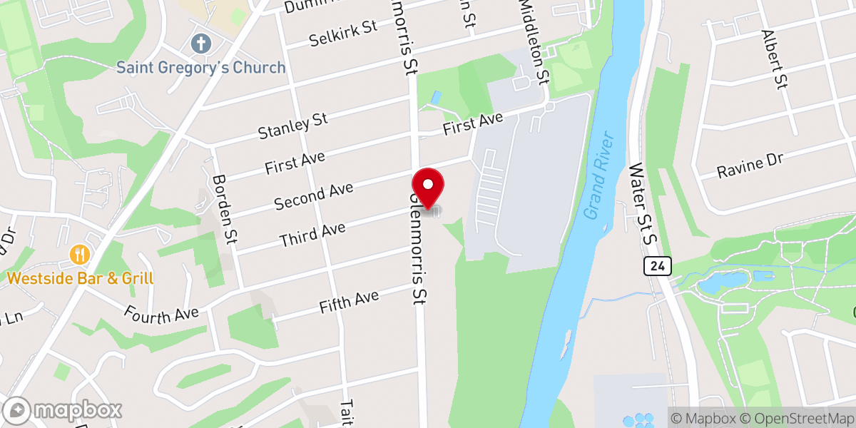 Map showing location of Beacon Baptist Church