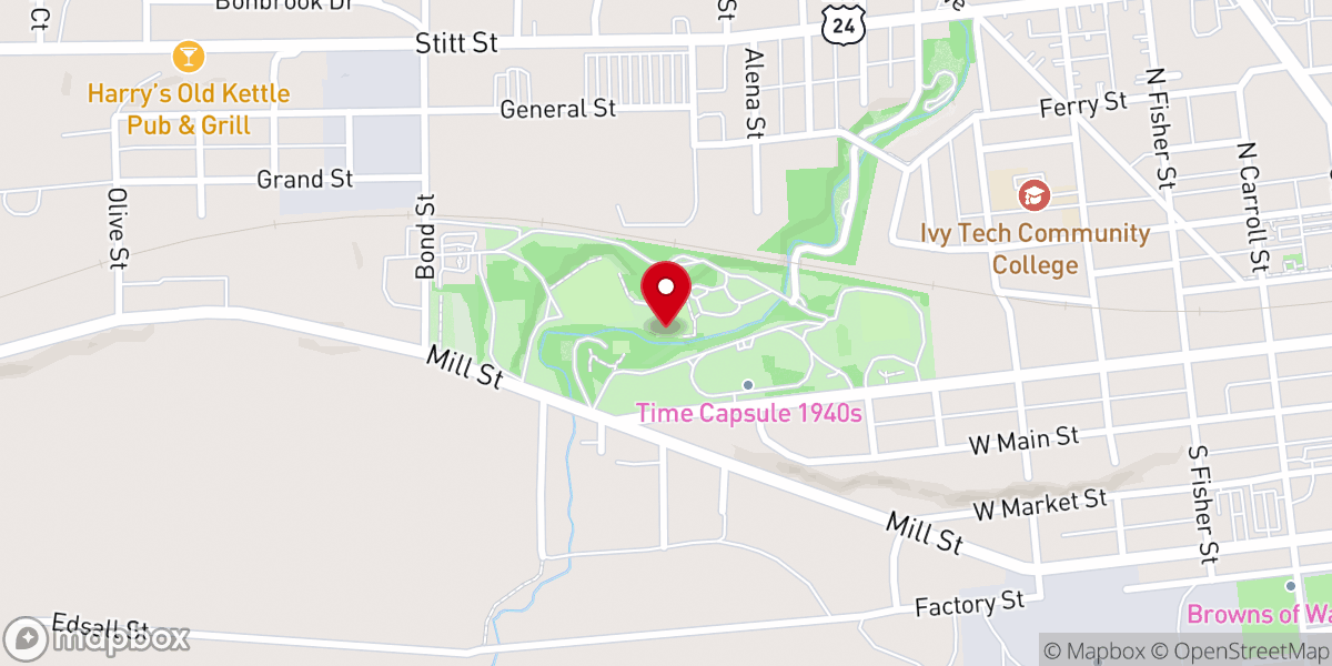 Map showing location of Wabash City Park