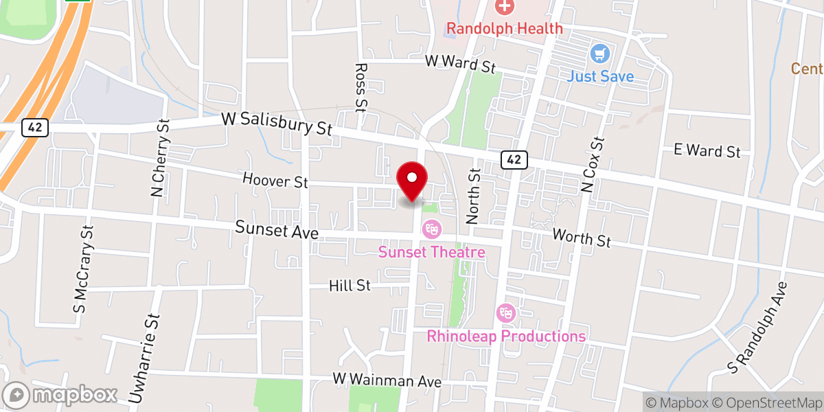 Map showing location of First Baptist Church