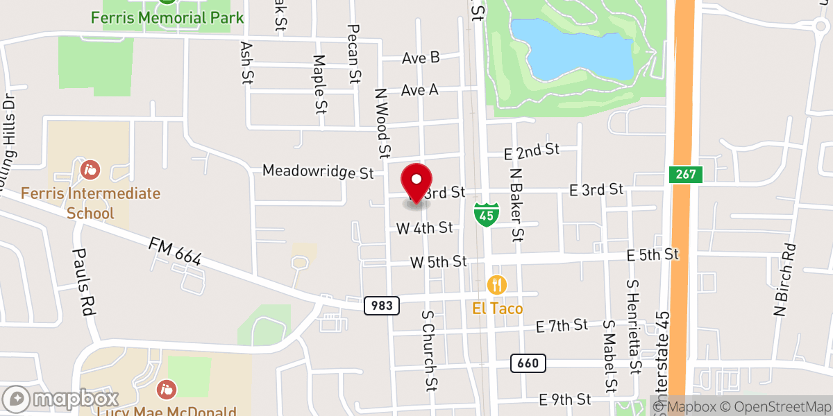 Map showing location of First Presbyterian Church Of Ferris