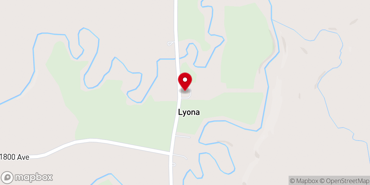 Map showing location of Lyona United Methodist Church