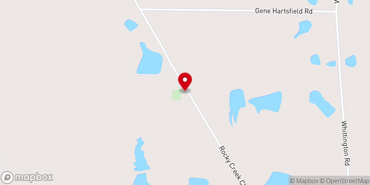 Map showing location of Rocky Creek Primitive Baptist Church