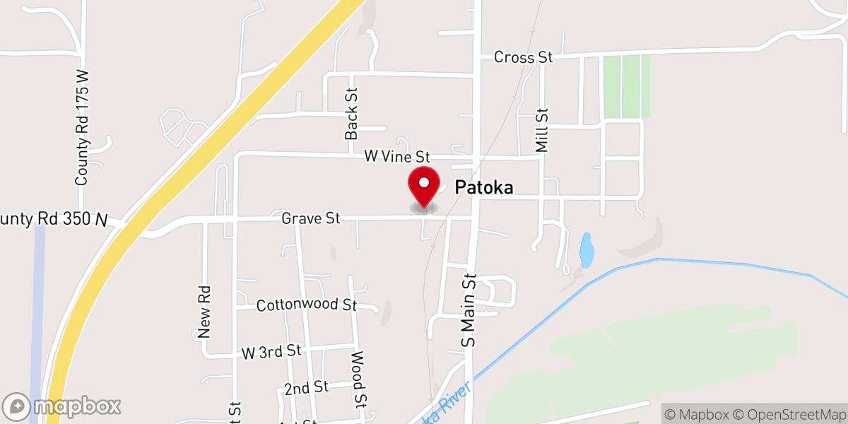 Map showing location of Patoka Presbyterian Church