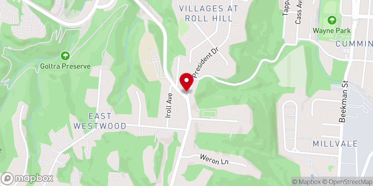 Map showing location of President Drive Church of Christ