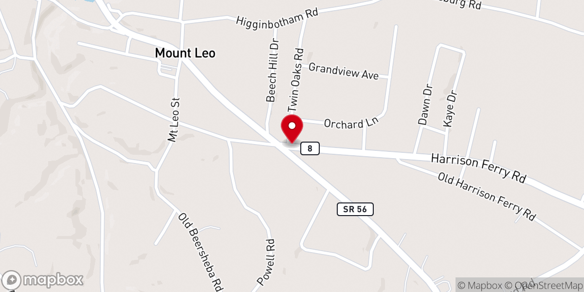 Map showing location of Mount Leo Church of Christ