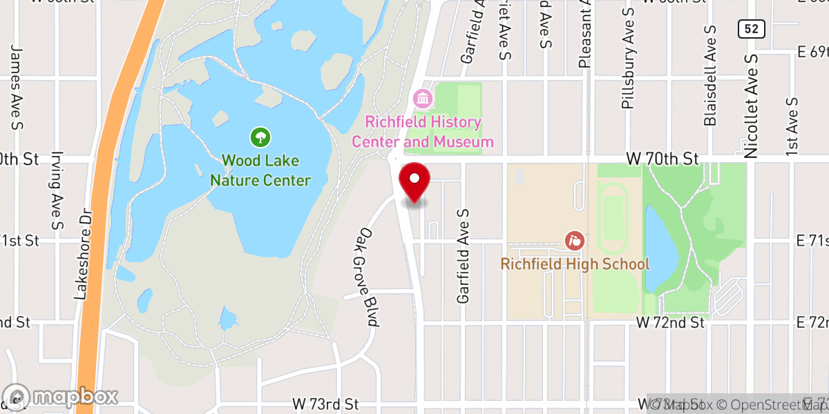 Map showing location of Oak Grove Lutheran Church (ELCA)