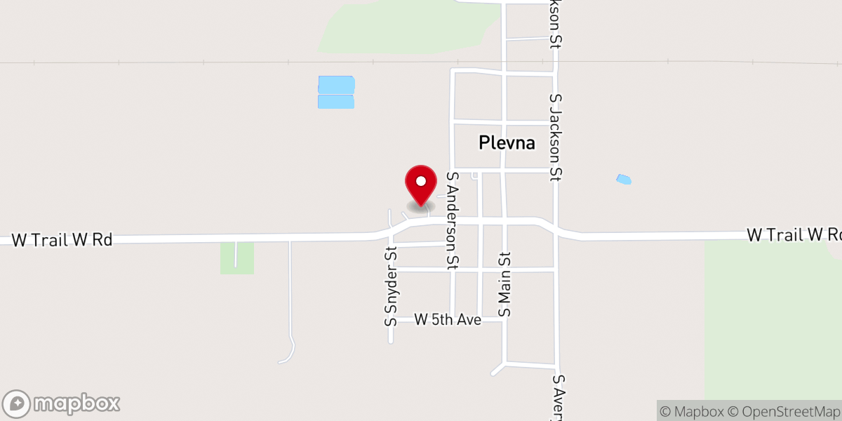 Map showing location of Plevna Community Bible Church