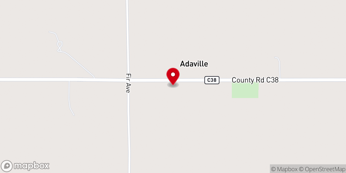Map showing location of Adaville Church